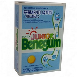 Benegum Junior Fermenti Lattici e Vitamina C Confetti 22,7g - Pagina prodotto: https://www.farmamica.com/store/dettview.php?id=10713