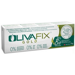 OlivaFix Gold Crema Adesiva per Dentiere 75g - Pagina prodotto: https://www.farmamica.com/store/dettview.php?id=10783