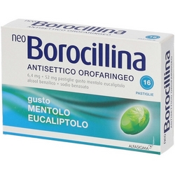 Neoborocillina Antiseptic Oropharyngeal Menthol Eucalyptol Pads - Product page: https://www.farmamica.com/store/dettview_l2.php?id=10889