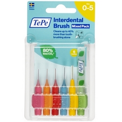 TePe Interdental Brush Mixed Pack Size 0-5 6Pieces - Product page: https://www.farmamica.com/store/dettview_l2.php?id=11578