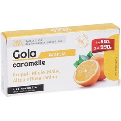 Sanavita Throat Orange 24 Candies 70g - Product page: https://www.farmamica.com/store/dettview_l2.php?id=11720