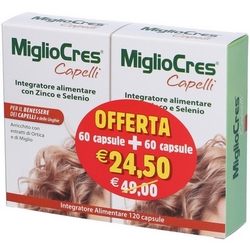 MiglioCres Capelli 2x60 Capsule Molli 60g - Pagina prodotto: https://www.farmamica.com/store/dettview.php?id=12100