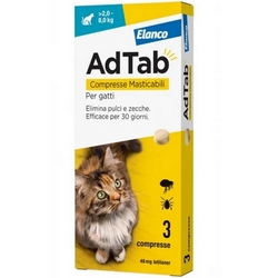 AdTab Compresse Masticabili Gatti da 2 a 8kg - Pagina prodotto: https://www.farmamica.com/store/dettview.php?id=12289