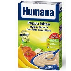 Humana Pappa Lattea Mela e Banana con Fette Biscottate 250g - Pagina prodotto: https://www.farmamica.com/store/dettview.php?id=8352