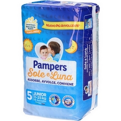 Pampers Diapers Sun-Moon 5 Junior 11-25kg - Product page: https://www.farmamica.com/store/dettview_l2.php?id=8555