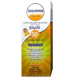 Leocrema Sun Milk Delicate Children SPF50 200mL - Product page: https://www.farmamica.com/store/dettview_l2.php?id=8896